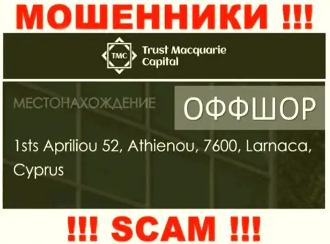 1sts Apriliou 52, Athienou, 7600, Larnaca, Cyprus - адрес, где зарегистрирована мошенническая компания Trust M Capital