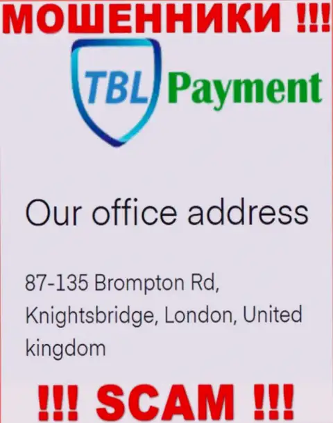 Информация о местоположении TBL Payment, которая предложена а их веб-сервисе - фейковая