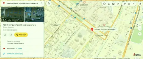 Предоставленный одним из служащих 770 Капитал адрес лохотронной форекс брокерской компании на Yandex Maps