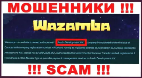 Вазамба Ком - это интернет ворюги, а руководит ими Араксио Девелопмент Н.В.