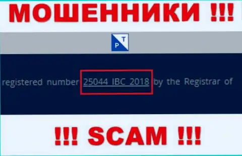 Номер регистрации организации ПлазаТрейд, возможно, что ненастоящий - 25044 IBC 2018