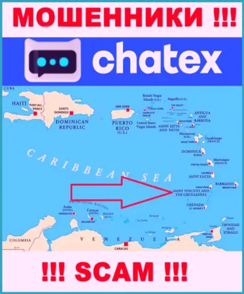 Не доверяйте интернет-разводилам Chatex, ведь они разместились в офшоре: St. Vincent & the Grenadines