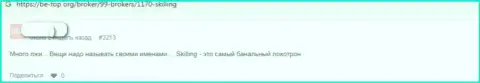 Один из отзывов, оставленный под обзором интернет-шулера Skilling