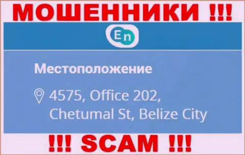 Адрес регистрации мошенников ЕНН в оффшорной зоне - 4575, Office 202, Chetumal St, Belize City, представленная информация засвечена на их официальном web-портале