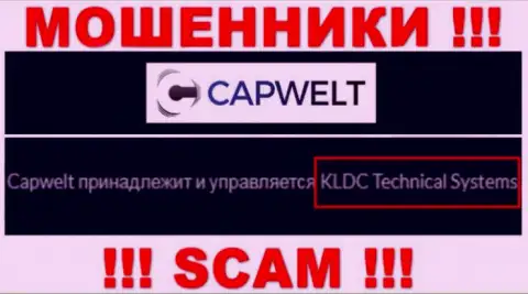 Юридическое лицо конторы CapWelt - это КЛДЦ Техникал Системс, инфа взята с официального онлайн-ресурса
