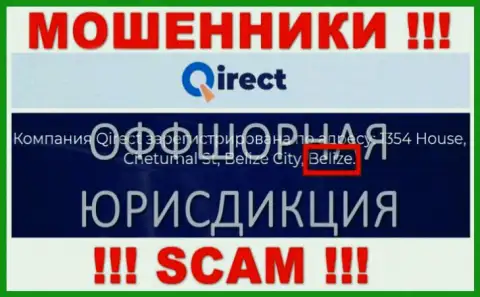 Организация Qirect Limited зарегистрирована в оффшорной зоне, на территории - Belize