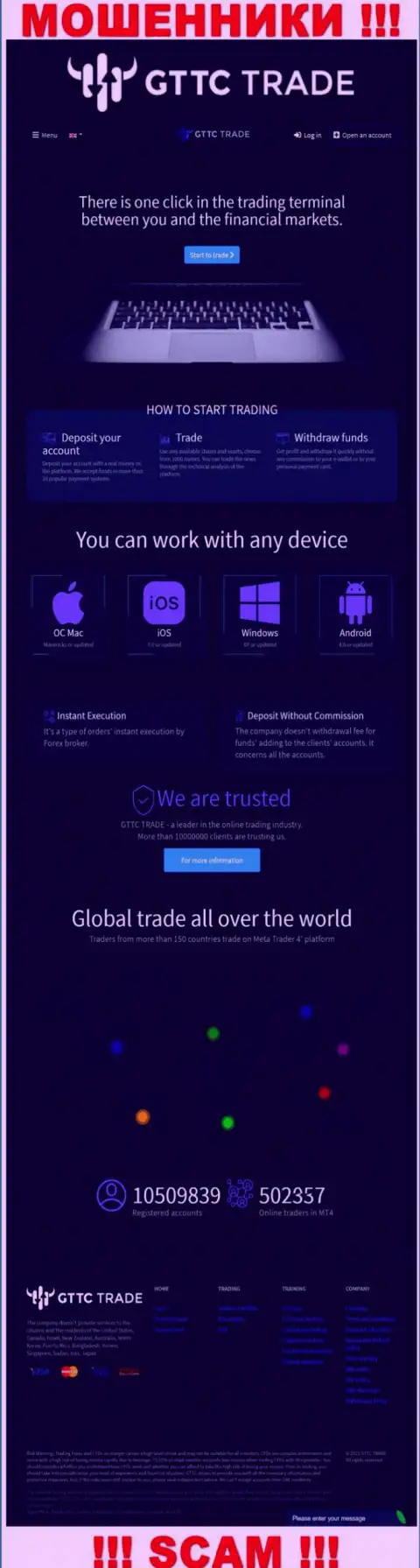 Вранье на страничках интернет-портала шулеров GTTCTrade