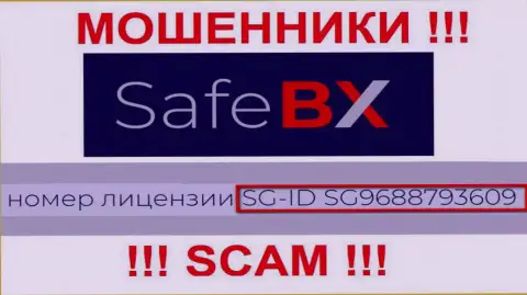 SafeBX, запудривая мозги реальным клиентам, показали на своем web-сайте номер своей лицензии на осуществление деятельности