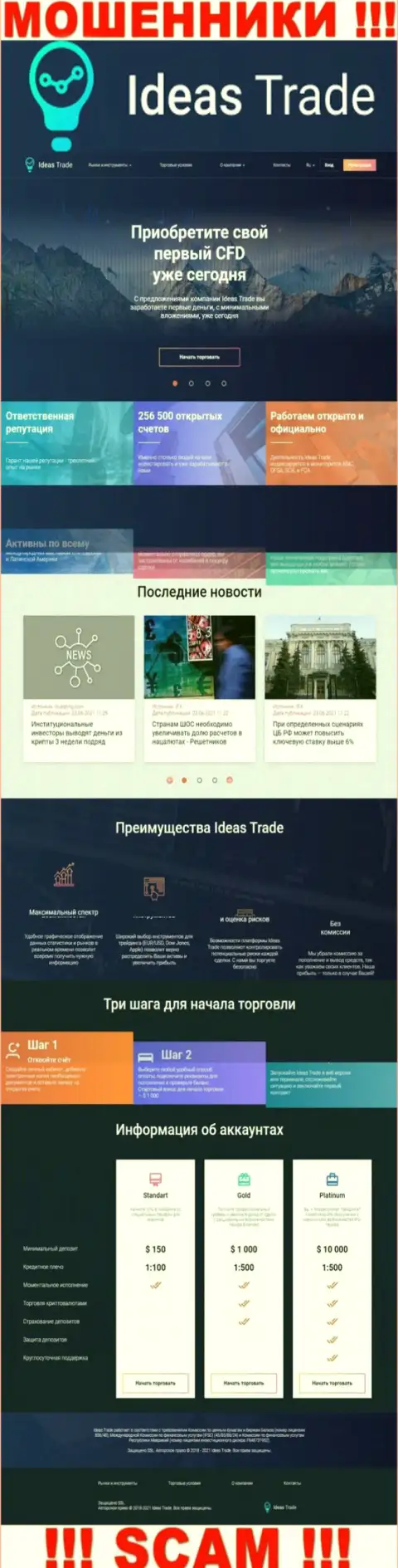 Официальный сайт мошенников Ideas Trade