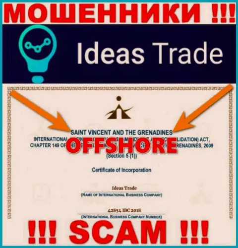 Saint Vincent and the Grenadines - именно здесь зарегистрирована организация Ideas Trade