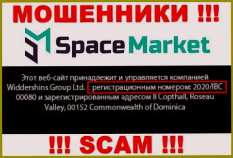 Рег. номер, который присвоен компании Space Market - 2020/IBC 00080