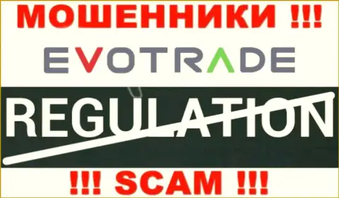 На сайте мошенников ЕвоТрейд Ком нет ни одного слова о регуляторе этой компании !!!