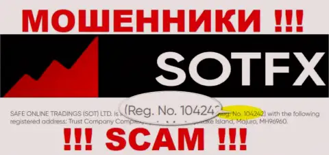 Как указано на официальном сайте мошенников SotFX: 10424 - это их рег. номер