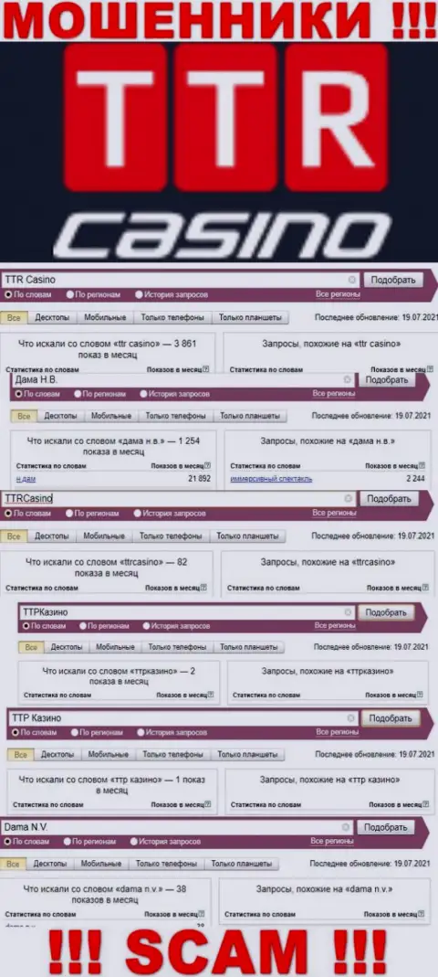 Сколько именно людей искали инфу о обманщиках TTR Casino, какая статистика онлайн-запросов ???