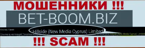 Юр. лицом, владеющим интернет жуликами BetBoomBiz, является Hillside (New Media Cyprus) Limited