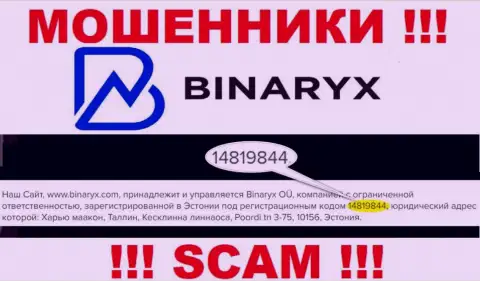 Binaryx Com не скрыли рег. номер: 14819844, да и для чего, лохотронить клиентов он совсем не мешает