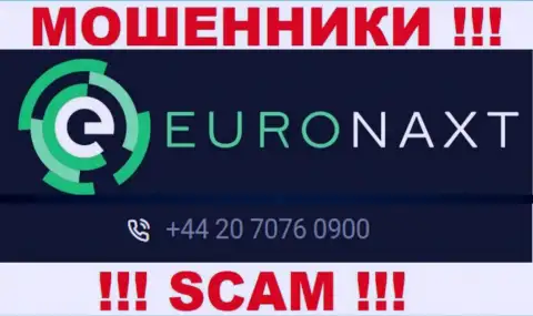 С какого именно номера телефона Вас станут обманывать звонари из конторы Euronaxt LTD неизвестно, будьте осторожны