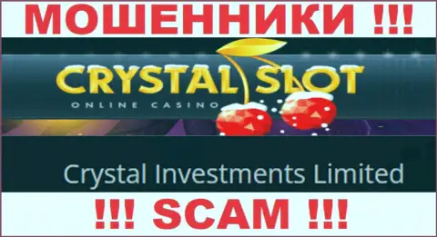 Контора, которая управляет обманщиками Кристал Слот - Crystal Investments Limited