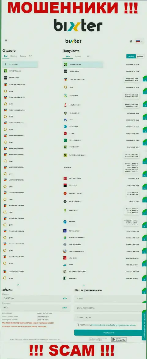 Снимок с официального информационного ресурса Bixter, переполненного ложными гарантиями