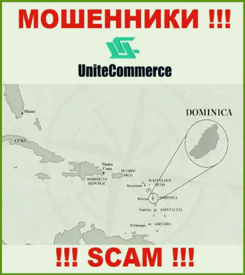 UniteCommerce базируются в офшорной зоне, на территории - Dominica