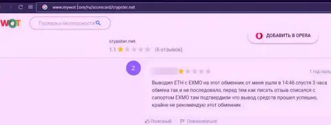 Отзыв в отношении интернет ворюг Крипстер - будьте крайне осторожны, обувают людей, оставляя их с пустыми карманами