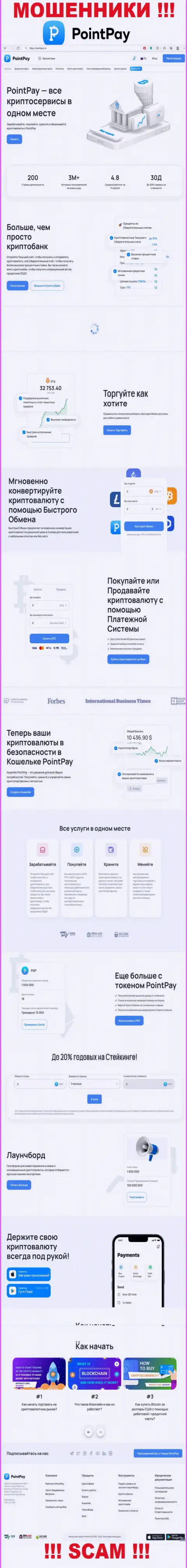 Скрин официального web-ресурса PointPay, заполненного липовыми условиями