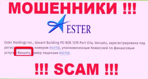 Пустив корни в офшорной зоне, на территории Vanuatu, Ester Holdings не неся ответственности обманывают своих клиентов