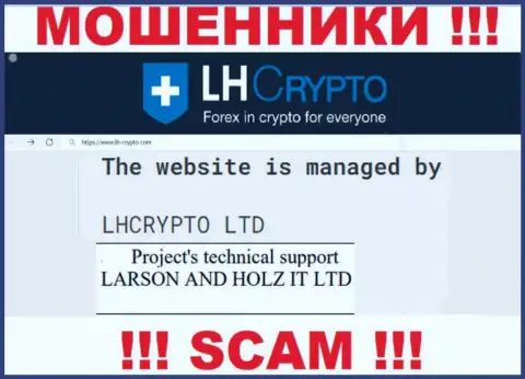 Организацией LARSON HOLZ IT LTD владеет LARSON HOLZ IT LTD - сведения с web-сайта мошенников