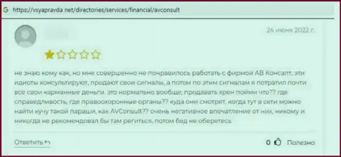 Плохой реальный отзыв о организации AVConsult - это наглые интернет-мошенники