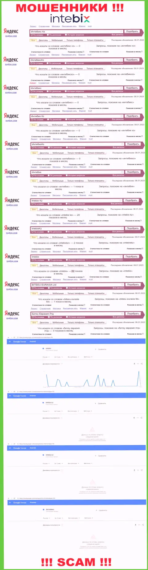 Статистика бренда Интебикс, какое количество online-запросов у данной организации