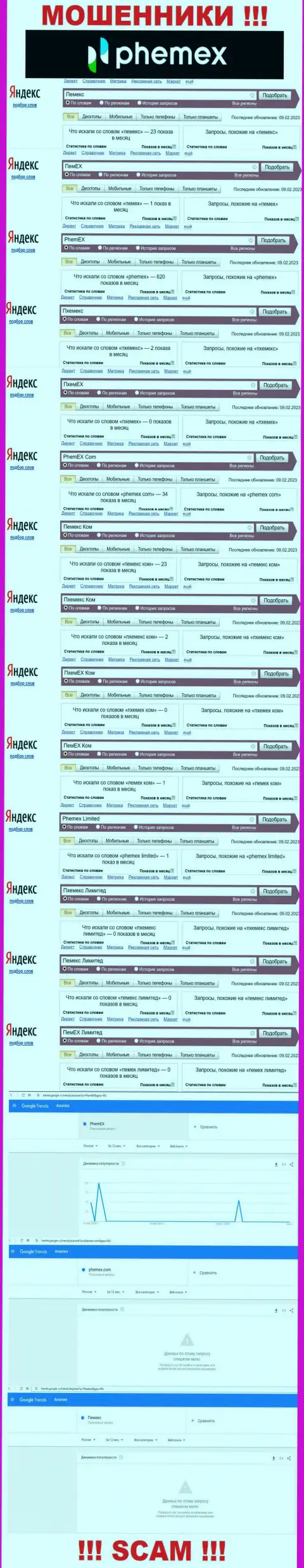 Детальная информация по суммарному числу запросов по мошенникам Пемекс Ком в интернет сети